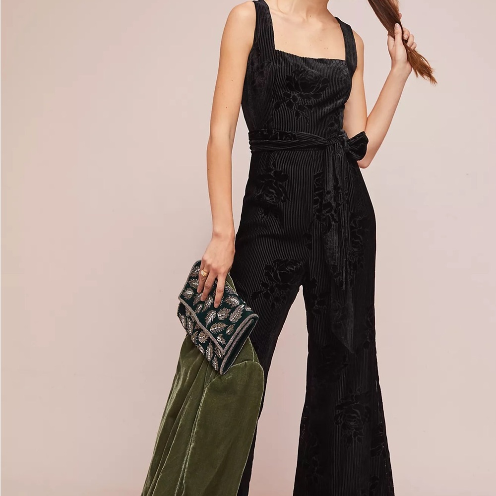Anthropologie Black Textured Jumpsuit